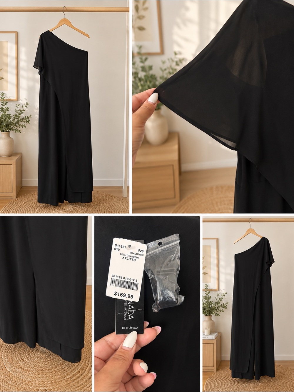 le chateau Black One-Shoulder Draped Jumpsuit